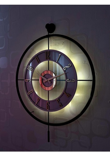 Metal Camlı Duvar Saati (60X80 cm Büyük Boy) Işıklı Gerçek Cam Duvar Saati Modern Tasarım fırsatları