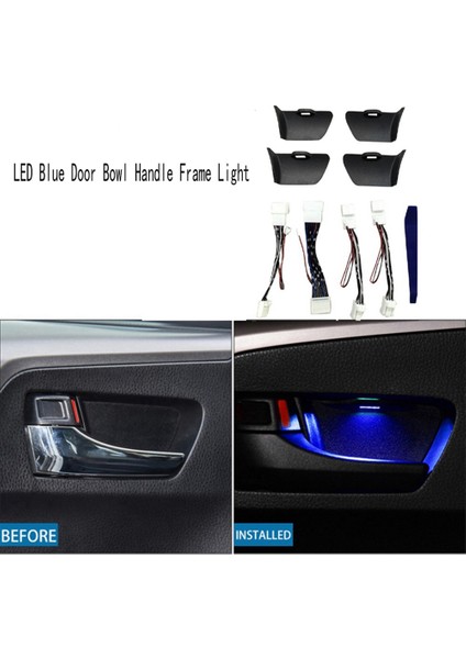 1 Takım Kapı Kase Kol Dayama Atmosfer Işığı Iç LED Mavi Kapı Kase Kolu Çerçeve Işığı Toyota Highlander 2015-2021 Için (Yurt Dışından)