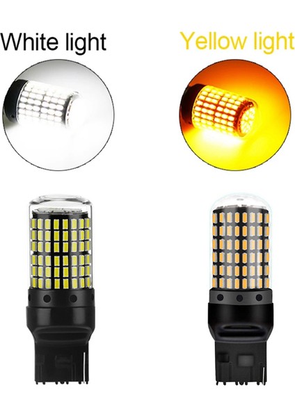 Araba 3014 144SMD Canbus T20 7440 W21W LED Ampuller Dönüş Sinyal Lambaları Park Freni Lambası Geri Vites Lambaları 6000K Sarı (Yurt Dışından) modelleri