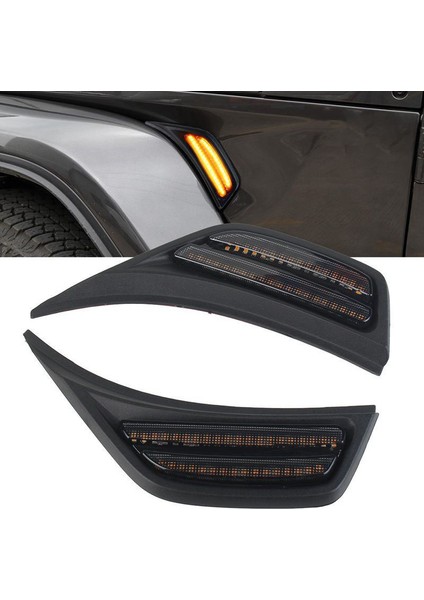 LED Siyah Duman Yan Çamurluk Dönüş Sinyal Lambası Yan Işaret Lambası Dönüş Sinyal Lambası Jeep Wrangler Jl 2018-2020 Için (Yurt Dışından)
