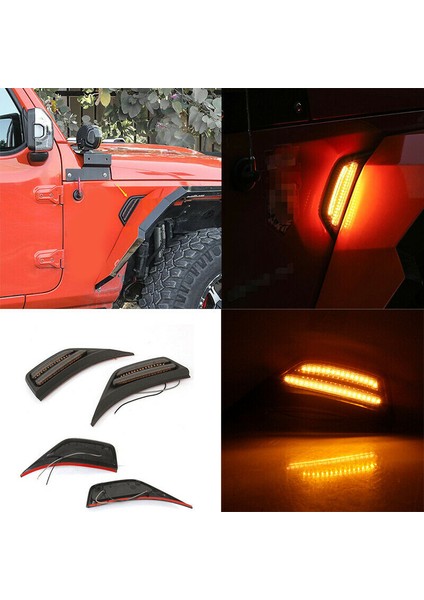 LED Siyah Duman Yan Çamurluk Dönüş Sinyal Lambası Yan Işaret Lambası Dönüş Sinyal Lambası Jeep Wrangler Jl 2018-2020 Için (Yurt Dışından)