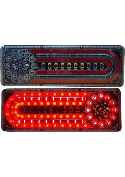 2 Adet 24V LED Dinamik Araba Kamyonet Arka Lambası Dönüş Sinyali Arka Gösterge Fren Lambaları Kamyonet Römork Van (41.5cm) (Yurt Dışından)