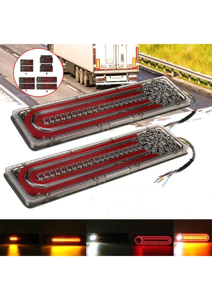 2 Adet 24V LED Dinamik Araba Kamyonet Arka Lambası Dönüş Sinyali Arka Gösterge Fren Lambaları Kamyonet Römork Van (41.5cm) (Yurt Dışından) modelleri