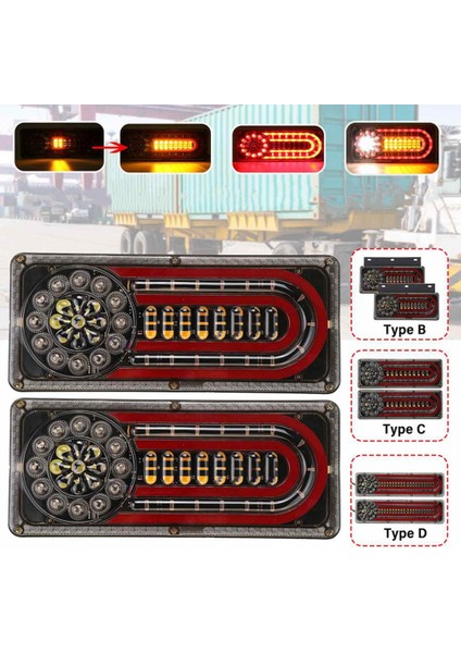 2 Adet 24V LED Dinamik Araba Kamyonet Arka Lambası Dönüş Sinyali Arka Gösterge Fren Lambaları Kamyonet Römork Van (41.5cm) (Yurt Dışından) fırsatları