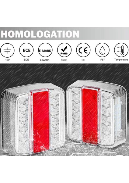 LED Römork Arka Işık Seti, 12V 14 LED Işaret Kamyonu Su Geçirmez Lambalar Fren Lambası Karavan Traktör Van 2 Adet (Yurt Dışından)