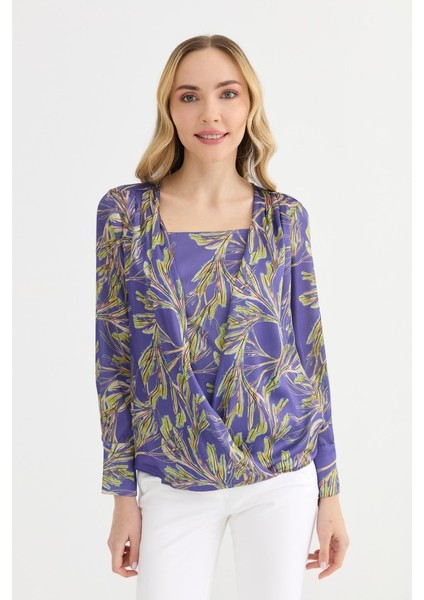 Içi Bluz Görünümlü Yaprak Desen Bluz modelleri