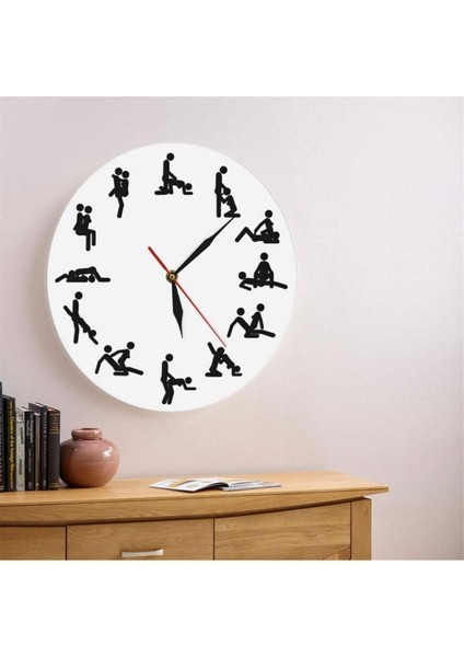 Beyaz Kamasutra Ahşap Duvar Saati 27CM Ahşap 27 Yuvarlak Geometrik fiyatları