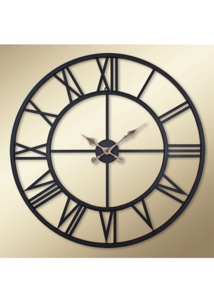 2688B Ultima Ferforje 76 Cm. Iskelet Duvar Saati Siyah Büyük Boy Salon Tipi