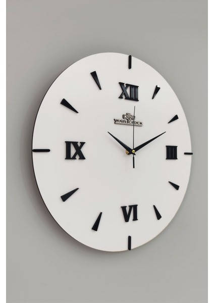 Özel Dekoratif Roma Rakamlı Aynalı Duvar Saati Beyaz & Siyah Sessiz Mekanizma 37X37CM