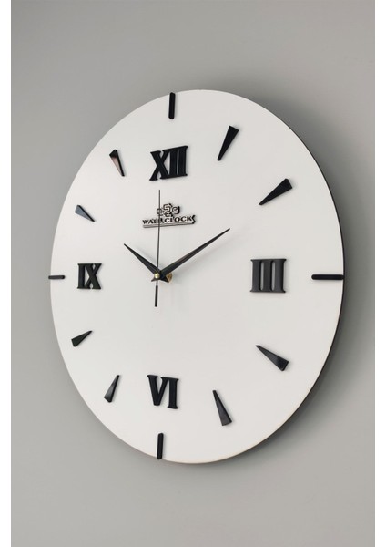 Özel Dekoratif Roma Rakamlı Aynalı Duvar Saati Beyaz & Siyah Sessiz Mekanizma 37X37CM fırsatları