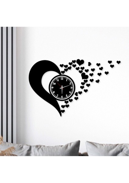 Dekoratif Siyah Duvar Saati Hediyeli
