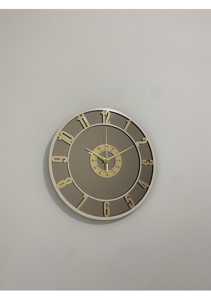 Dekoratif Aynalı Duvar Saati, Ahşap ve Pleksi Çerçeve, Gold Temalı Sessiz Akar Saat fiyatları