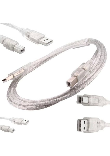 USB Yazıcı Kablosu 1.5 Metre 2.0V Şeffaf