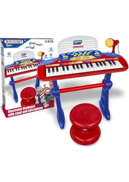 | Minikeyfun - Tastiera Giocattolo Piccoli Musicisti Con Microfono, Sgabello E Leggio, Rosa, 54,4 x 32,9 x 15,9 cm