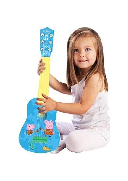 Peppa Pig, Çocuklar Için Ilk Gitarım, 6 Naylon Tel, 21'' Uzunluk, Kılavuz Dahil, Mavi/sarı, K200MI