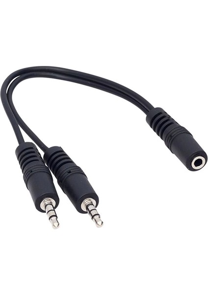 3.5 mm Stereo Dişi / 2 x 3.5mm Stereo Erkek 20 cm Y Kablo Kablo