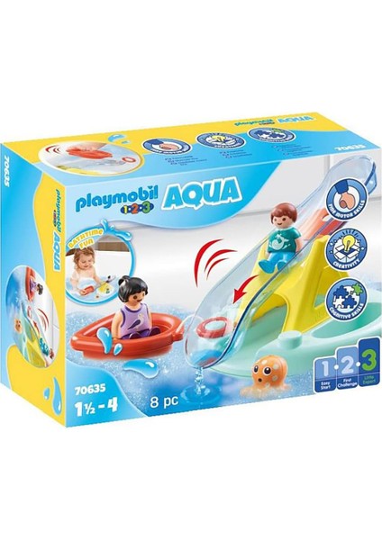 1.2.3 Aqua 70635 Su Kaydırağı ile Banyo Adası, Yeni Yürümeye Başlayan Çocuklar Için Yüzen Küvet Oyuncak, 1.5 Ila 4 Yaş Arası Çocuklar Için Ilk Oyuncak