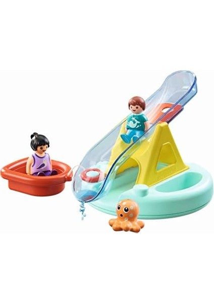 1.2.3 Aqua 70635 Su Kaydırağı ile Banyo Adası, Yeni Yürümeye Başlayan Çocuklar Için Yüzen Küvet Oyuncak, 1.5 Ila 4 Yaş Arası Çocuklar Için Ilk Oyuncak