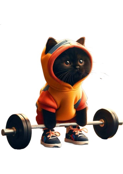 Cute Fitness Cat Sculpture Sevimli Spor Kedi Heykel (Yurt Dışından)