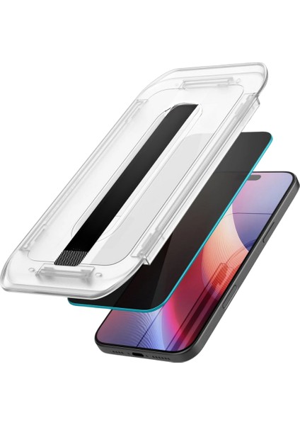Airglass Privacy Apple iPhone 16 Plus Ile Uyumlu Uygulama Aparatlı Hayalet Cam Ekran Koruyucu 2 Adet