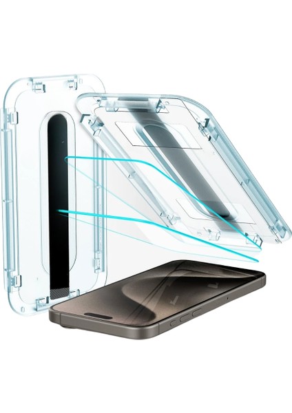 Airglass Apple iPhone 15 Pro Ile Uyumlu Uygulama Aparatlı Cam Ekran Koruyucu 2 adet