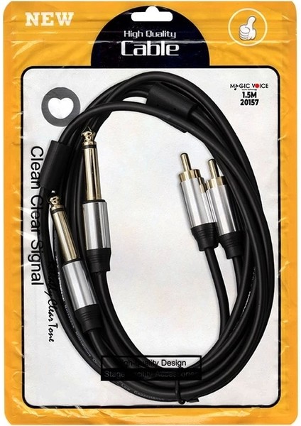 LD398 2x 6.3mm Mono Erkek + 2x Rca Erkek 1.5 Metre Kablo