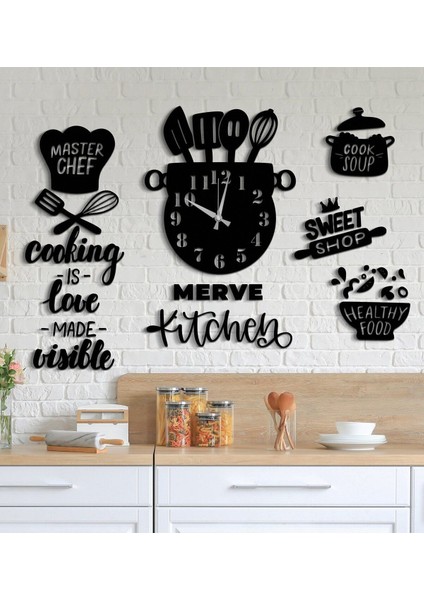 Dekoratif Mutfak Duvar Saati + Hediyeli Kedi Tablo 1
