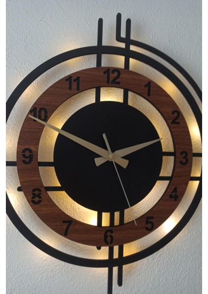 Ceviz Renkli LED Işıklı Duvar Saati | Modern ve Şık 50 cm Dekoratif Saat fırsatları