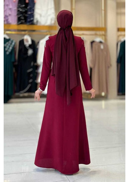 Taş Detaylı Abiye Elbise 3916 Bordo fiyatları