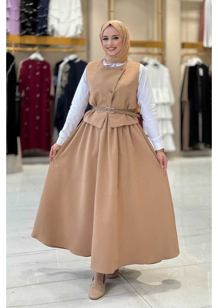 Etek ve Yelek Ikili Takım 6035 Vizon