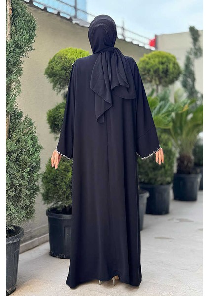 Taş Detaylı Abaya 70007 Siyah