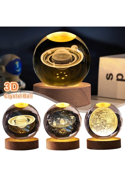 Aydınlık Kristal Küre LED Gece Lambası Satürn Güneş Sistemi 3D Ay Masa Lambası USB Yatak Odası Atmosfer Lambası Doğum Günü Çocuk Hediyesi (Yurt Dışından) fiyatları