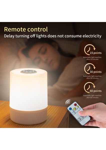 Dokunmatik Gece Lambası USB LED Lamba Uzaktan Kumanda Anahtarı Üç Renkli Işıklar Yatak Odası Taşınabilir Masa Başucu Gece Lambası (Yurt Dışından)