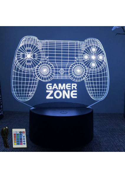 Neon Gamer 3D Lamba LED Gece Lambası Oyun Kurulumu Rgb Çocuk Lambaları Oyuncu Odası Dekorasyonu Yatak Odası Masa Lambası Kişiselleştirilmiş Hediyeler (Yurt Dışından)