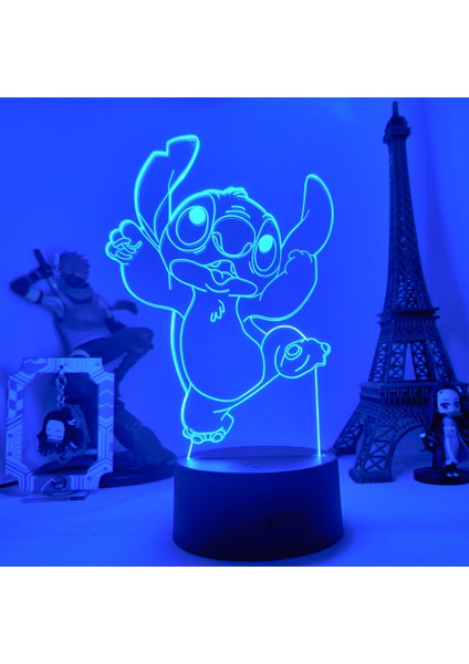 Lilo & Stitch Karikatür 7/16 Renk Yaratıcı 3D Lamba Anime Figürü LED Gece Lambası Dokunmatik Masa Lambası Süsleri Çocuk Oyuncakları Hediyeler (Yurt Dışından)