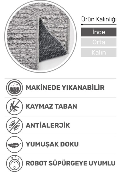 Lidya Bukle Gri Çizgili Halı – Kaydırmaz, Kadife Dokulu, Kolay Temizlik, Modern ve Hijyenik Tasarım fiyatları