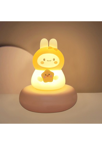 Çocuk Yatak Odası Için LED Gece Lambaları Sevimli Hayvan Domuz Tavşan Lamba Dokunmatik Sensör Kısılabilir Çocuk Tatil Hediye USB (Yurt Dışından)