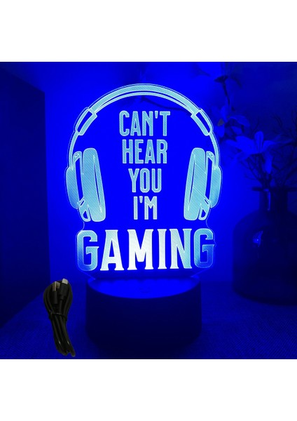 Neon Gamer 3D Lamba LED Gece Lambası Oyun Kurulumu Rgb Çocuk Lambaları Oyuncu Odası Dekorasyonu Yatak Odası Masa Lambası Kişiselleştirilmiş Hediyeler (Yurt Dışından)