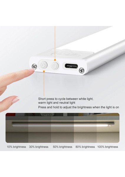 LED Gece Lambası 20/30/40/60CM Hareket Sensörü Kablosuz USB Dolap Gece Lambası Gardırop Lambası Mutfak Dolabı Yatak Odası Gardırop (Yurt Dışından)