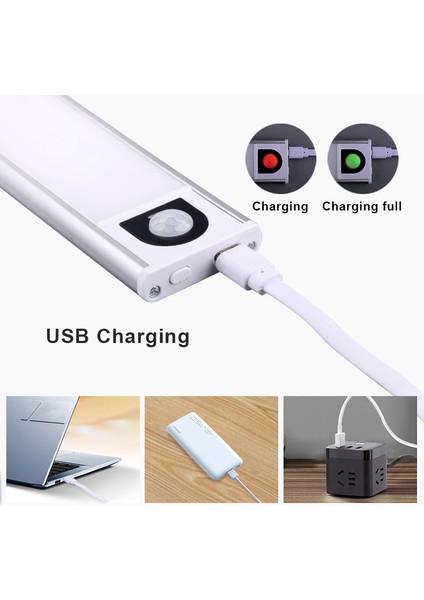 Ultra Ince LED Dolap Işığı Hareket Sensörlü Işık USB Gece Işıkları Indüksiyon Lambası Gardırop Dolap Mutfak Aydınlatması (Yurt Dışından)