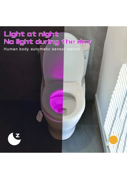 Tuvalet Gece Lambası Hareket Sensörlü Işık Tuvalet LED Işık 7 Renkli LED Gece Lambası Banyo Tuvalet Dekorasyonu Için (Yurt Dışından)