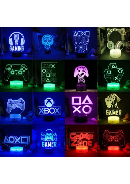 3D LED Oyun Kurulumu Rgb Lamba USB ile Çalışan Oyun Odası Çocuk Lambası Yatak Odası Gece Lambaları LED Masa Lambası Iç Aydınlatma Hediyeler (Yurt Dışından)