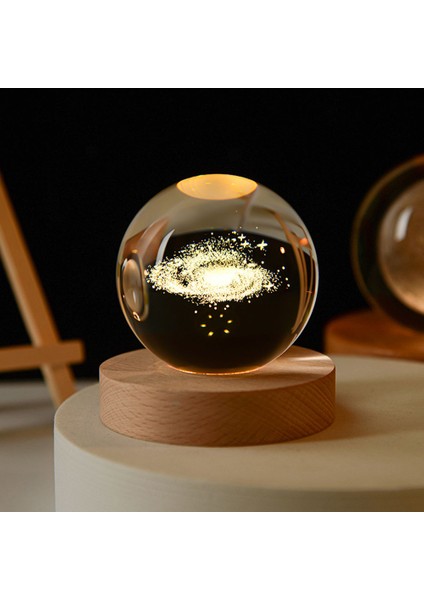 USB LED Gece Lambası Galaxy Kristal Küre Lamba 3D Gezegen Ay Lambası Ev Dekorasyonu (Yurt Dışından)