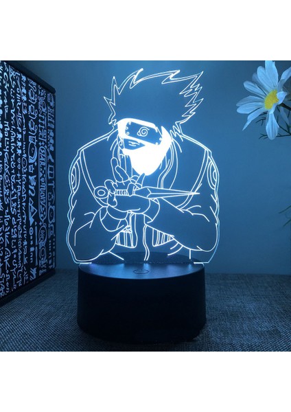 Anime Naruto Uzumaki LED Gece Lambası Oyuncaklar Akatsuki Kakashi Hatake Çocuk Yatak Odası Gece Lambası Itachi Uchiha 3D 7/16 Renk Lamba Dekor (Yurt Dışından)