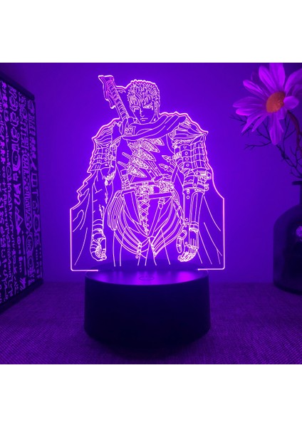 Anime LED Işık Berserk Guts Figürü Yatak Odası Dekoratif Gece Lambası Doğum Günü Hediyesi Çocuk Odası 3D Masa Lambası Manga Berserk (Yurt Dışından)