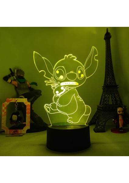 Lilo & Stitch Karikatür 7/16 Renk Yaratıcı 3D Lamba Anime Figürü LED Gece Lambası Dokunmatik Masa Lambası Süsleri Çocuk Oyuncakları Hediyeler (Yurt Dışından)