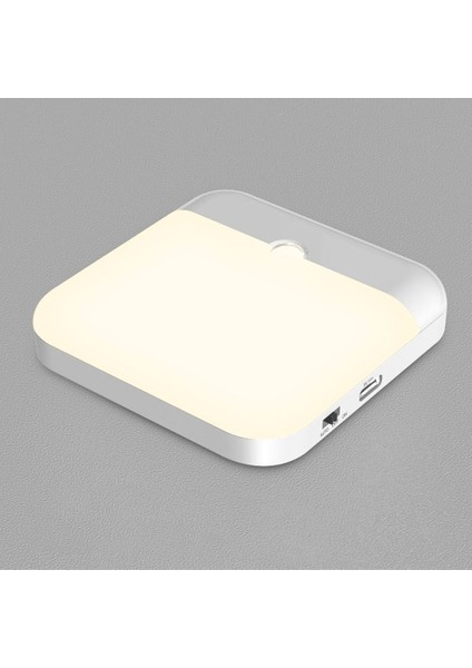 Hareket Sensörlü LED Işık USB Şarjlı Kare Lamba Yatak Odası Mutfak Merdiven Koridor Gardırop Dolap Aydınlatması (Yurt Dışından)