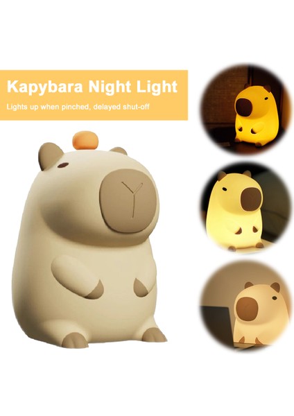 Sevimli Karikatür Capya Gece Lambası Silikon Pat Lambası Çocuk Odası Için USB Zamanlama Karartma Başucu Uyku Işığı (Yurt Dışından)