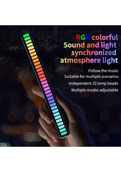 Rgb Pickup Işık Müzik Ritmi Işıkları Yükseltilmiş USB Modeli Noel Dekorasyonu Masaüstü Rgb Işık Çubuğu Müzik Ritmi (Yurt Dışından)