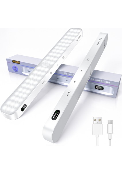 Wılled Hareket Sensörlü Kabin Aydınlatma Ekranı 60 LED Dokunmatik Işık Çubuğu Kablosuz Gece Lambası (Yurt Dışından)